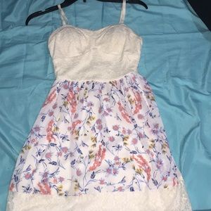 white and flower flowy dress